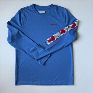 Magellan Blue Classic Fit Moisure Wicking Long Sleeve Fishing Shirt Youth Large